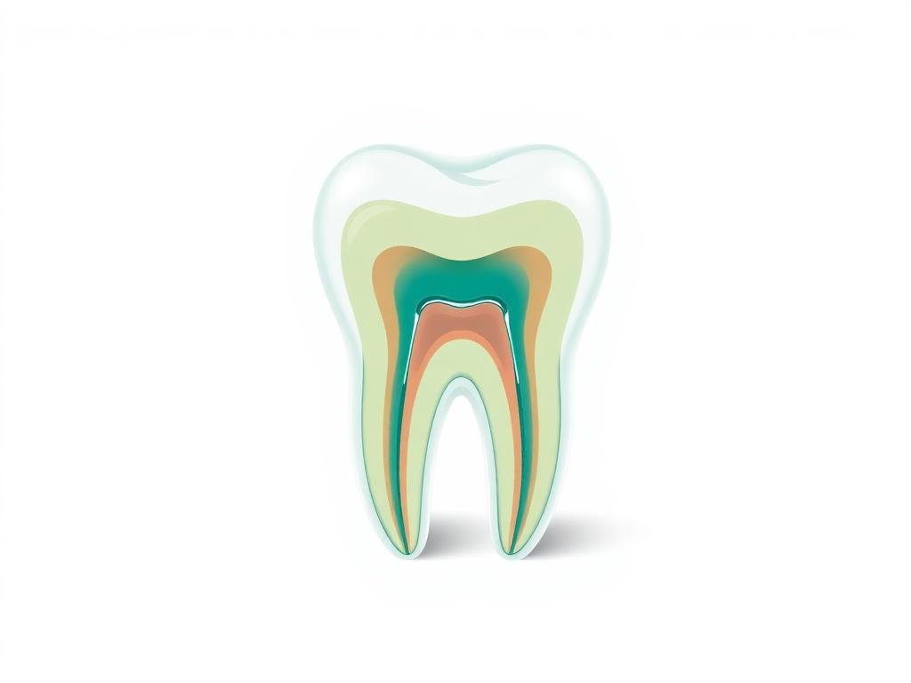 Cross-section illustration of a tooth showing the pulp chamber and root canals